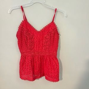 Red Eyelet Top